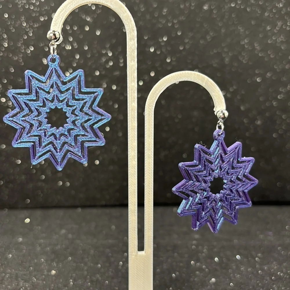 Blue and Purple Color Shift Starburst Earrings